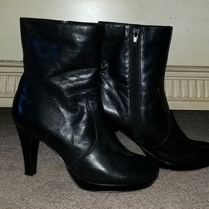 Black leather booties